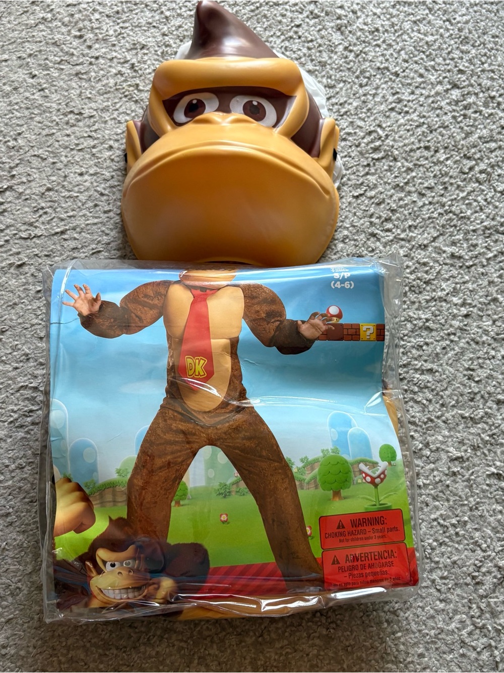 Nintendo Donkey Kong Kids Costume Mask and Jumpsuit Small 4-6 Mario